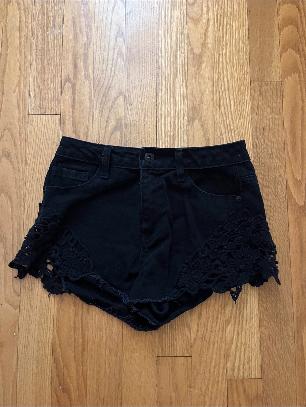 Black Lace-Trim Women’s Shorts